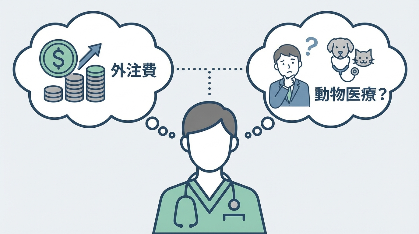 外注は高いし、動物医療のことわかってなさそう